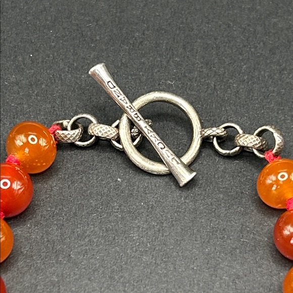 Vintage LUCKY BRAND Cross Necklace Carnelian Beads Hand Knotted 16" - Picture 4 of 9